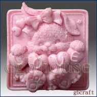 2D Silicone Mold for Soap/polymer/clay/cold porcelain crafts - Love Bunny